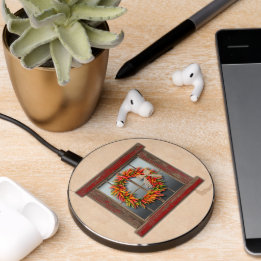 Southwest Chile Wreath on Rustic Red Wood Window