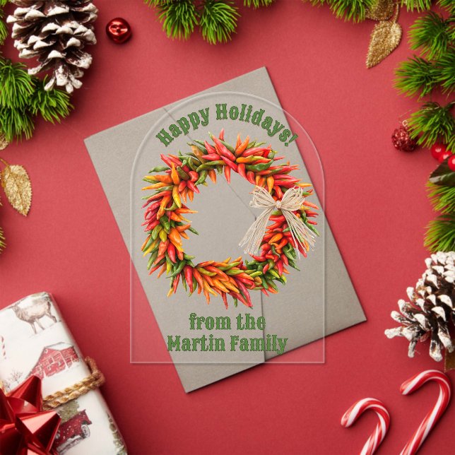Southwest Chile Wreath Personalised Greeting Card  Acrylic Invitations (Insitu (Holiday))