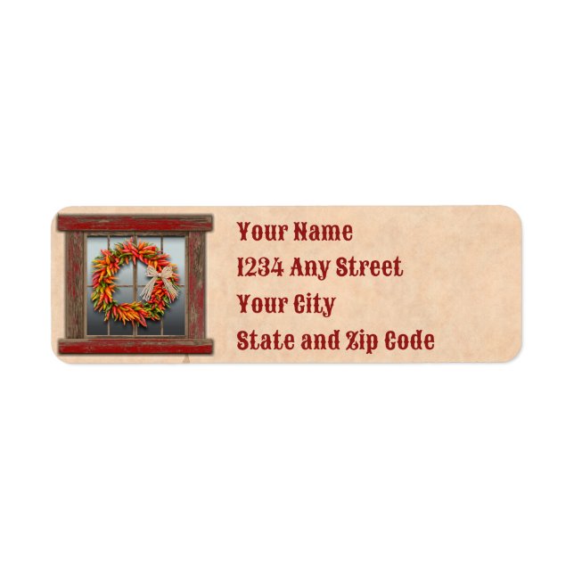 Southwest Chile Wreath Rustic Holiday Address Return Address Label (Front)