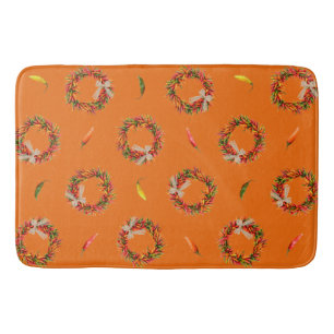 Southwest Chile Wreaths and Peppers Customizeable Bath Mat