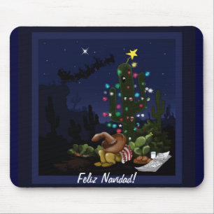 Southwest Christmas cactus cartoon Mouse Pad
