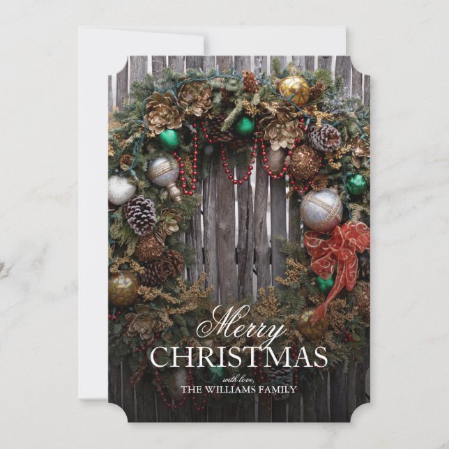 Southwest Christmas - Classic Wreath with Ornament Holiday Card (Front)