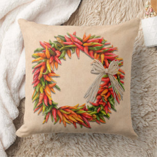 Southwest Colourful Chile Pepper Ristra Wreath Cushion