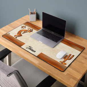 Southwest Copper Kokopelli And Cactus Desk Mat