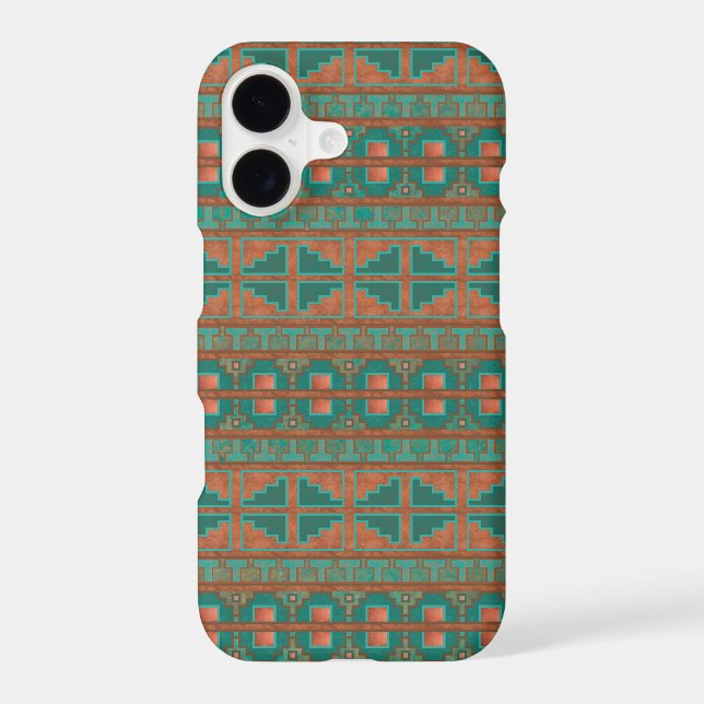 Southwest Copper Teal Geometric Tribal Pattern (Back)