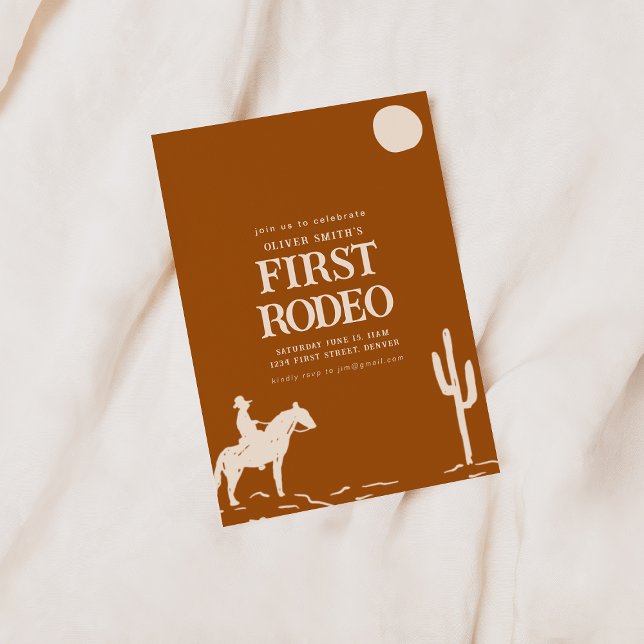 Southwest Cowboy First Rodeo Birthday Party Invie Invitation (Creator Uploaded)