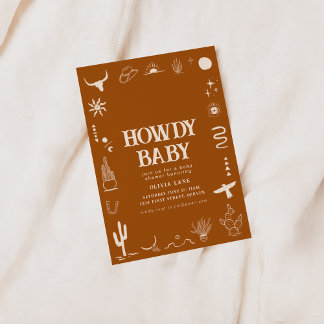 Southwest Cowboy Howdy Baby Shower Invite