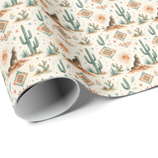 Southwest Coyote Desert Gift Wrap (Roll Corner)