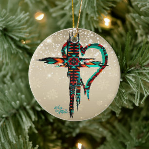Southwest Cross And Heart Christmas Ornament
