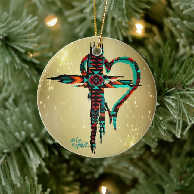 Southwest Cross And Heart Christmas Ornament (Tree)