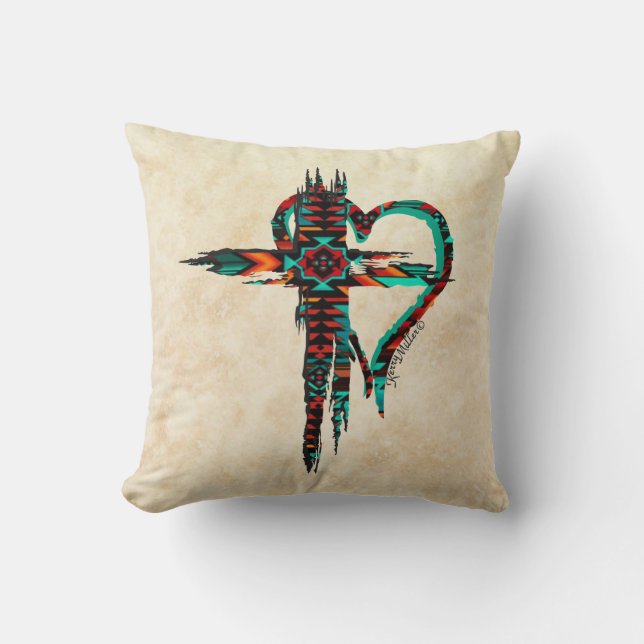 Southwest Cross And Heart Cushion (Front)