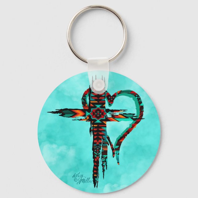 Southwest Cross And Heart Keychain (Front)