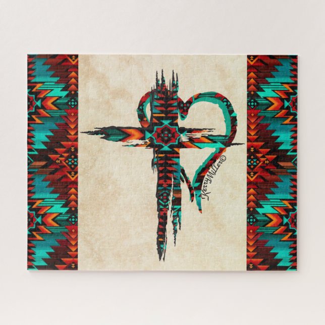 Southwest Cross And HeartJigsaw Puzzle (Horizontal)