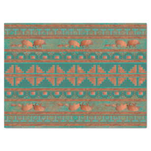 Southwest Cute Copper Teal Color Javelina Family Tissue Paper