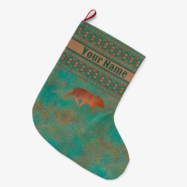 Southwest Cute Javelina Kid Personalised Large Christmas Stocking (Front (Hanging))