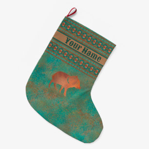 Southwest Cute Javelina Kid Personalized Large Christmas Stocking