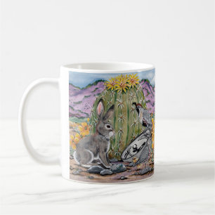 Southwest Desert Animal Wildlife Rabbit Cactus   Coffee Mug