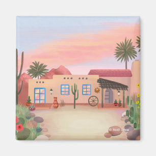 Southwest Desert Cactus Adobe House   Magnet
