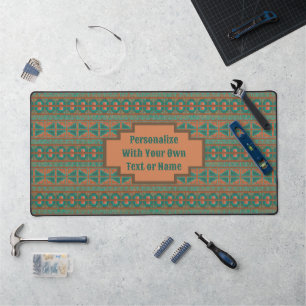 Southwest Desert Copper Teal Pattern Personalised Desk Mat