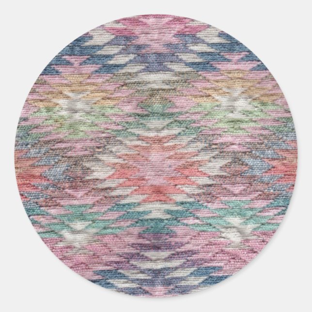 Southwest Desert Diamonds Woven Look Classic Round Sticker (Front)