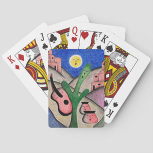 Southwest Desert Folk Art Cute Cactus  Playing Cards