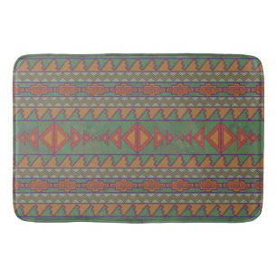 Southwest Desert Sagebrush Green Geometric Design  Bath Mat