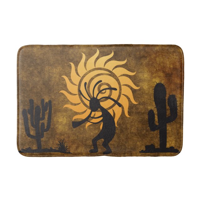 Southwest Desert Sun Kokopelli  Bath Mat (Front)