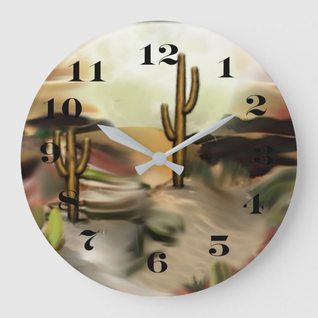 Southwest Desert Sunrise Abstract Art Large Clock (Front)