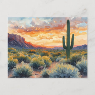 Southwest Desert Sunrise with Saguaro Cactus Postcard