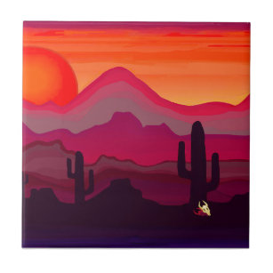 Southwest Desert Sunset Ceramic Tile