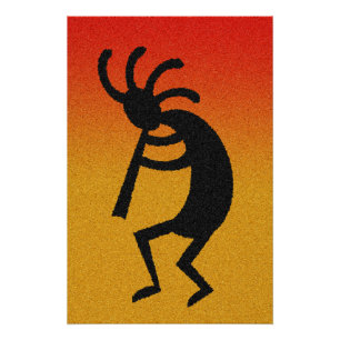 Southwest Desert Sunset Dancing Kokopelli Poster