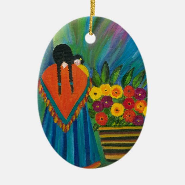 Southwest Design #1 Ceramic Tree Decoration (Front)