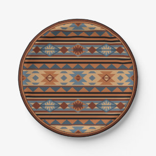 Southwest Design Adobe Gray Brown Tribal Pattern Paper Plate