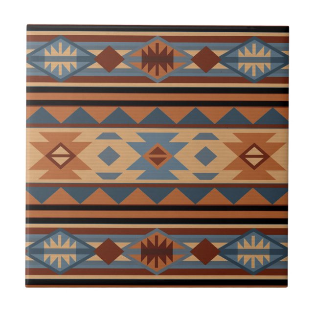 Southwest Design Adobe Grey Brown Tribal Pattern Ceramic Tile (Front)