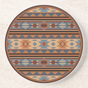 Southwest Design Adobe Grey Brown Tribal Pattern Coaster