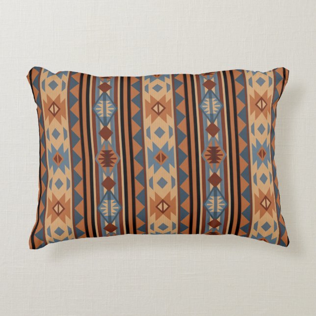 Southwest Design Adobe Grey Brown Tribal Pattern Decorative Cushion (Front)