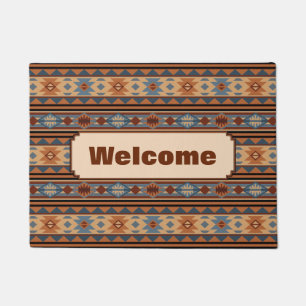Southwest Design Adobe Grey Brown Tribal Pattern Doormat