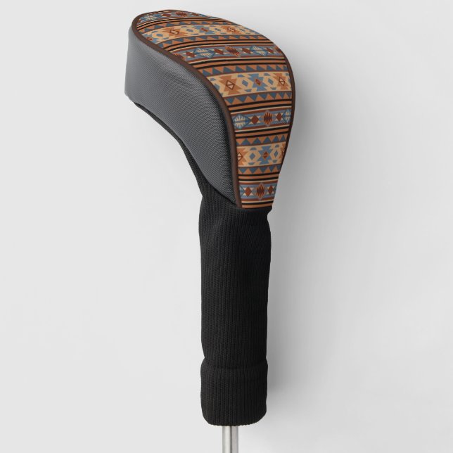 Southwest Design Adobe Grey Brown Tribal Pattern Golf Head Cover (Angled)