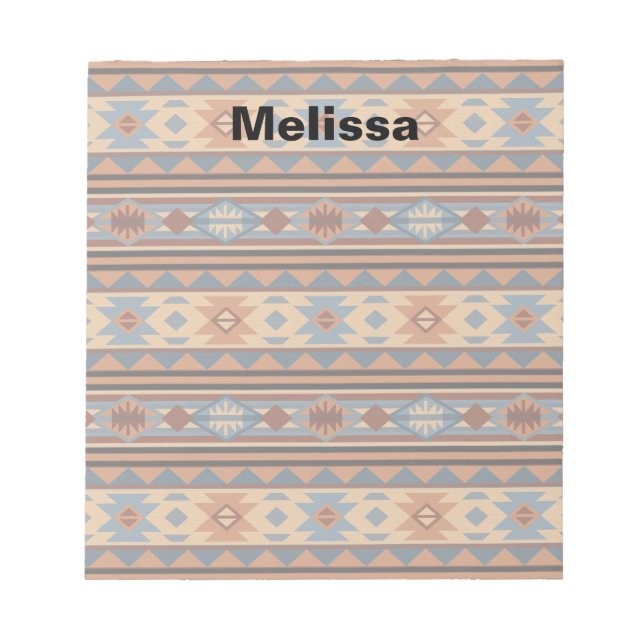 Southwest Design Adobe Grey Brown Tribal Pattern Notepad (Front)