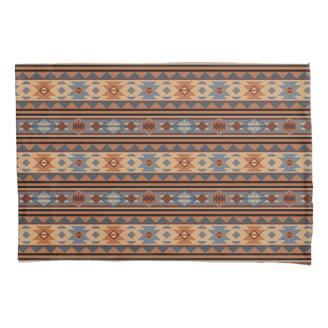 Southwest Design Adobe Grey Brown Tribal Pattern Pillowcase (Front-Left)