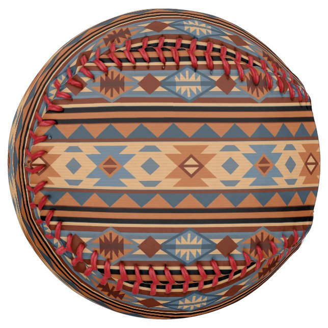 Southwest Design Adobe Grey Brown Tribal Pattern Softball (Front Left)