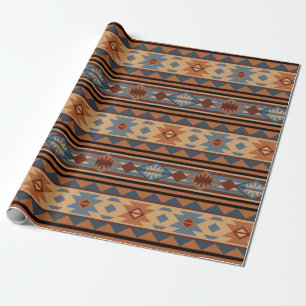 Southwest Design Adobe Grey Brown Tribal Pattern Wrapping Paper