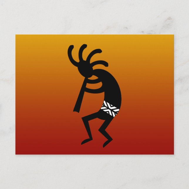 Southwest Design Dancing Kokopelli Postcard (Front)