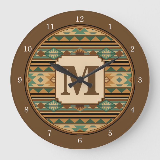 Southwest Design Green Brown Personalised Large Clock (Front)