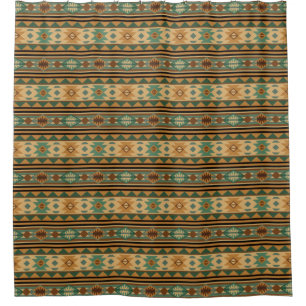 Southwest Design Green Brown Tan Shower Curtain