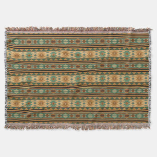 Southwest Design Green Brown Tan Throw Blanket