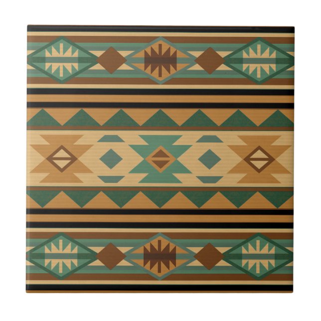 Southwest Design Green Brown Tan Tile (Front)