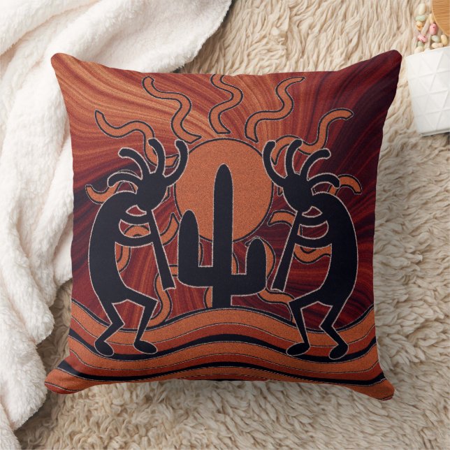 Southwest Design Kokopelli Desert Sun Cactus Cushion (Blanket)