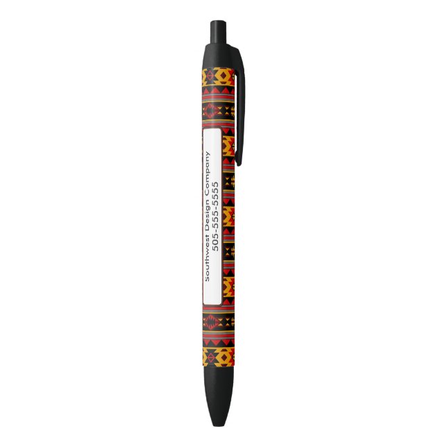 Southwest Design Red Black Gold Tribal Pattern Black Ink Pen (Bottom (Vertical))