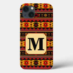 Southwest Design Red Black Gold Tribal Pattern iPhone 13 Case